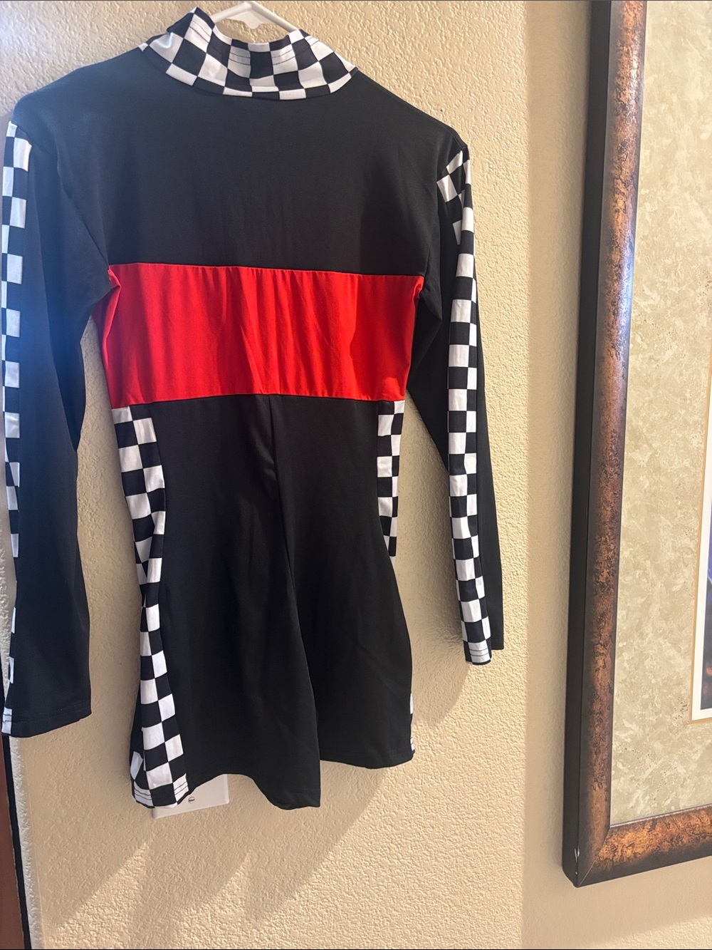 Black & Red Checkered Racing-Inspired Women's Jumpsuit - Picture 2 of 3